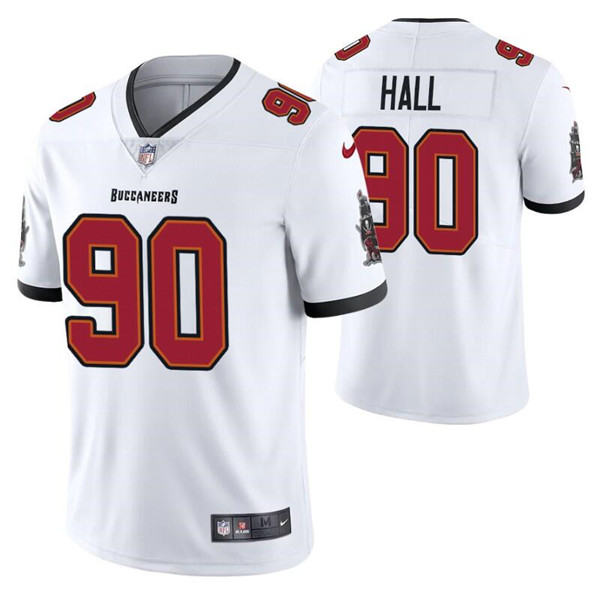 Men's Tampa Bay Buccaneers #90 Logan Hall White Vapor Untouchable Limited Stitched Jersey Men's Tampa Bay Buccaneers #90 Logan Hall White Vapor Untouchable Limited Stitched Jersey